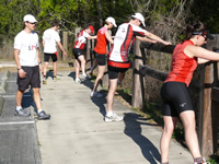 Dynamic stretching at Lake Louisa State Park